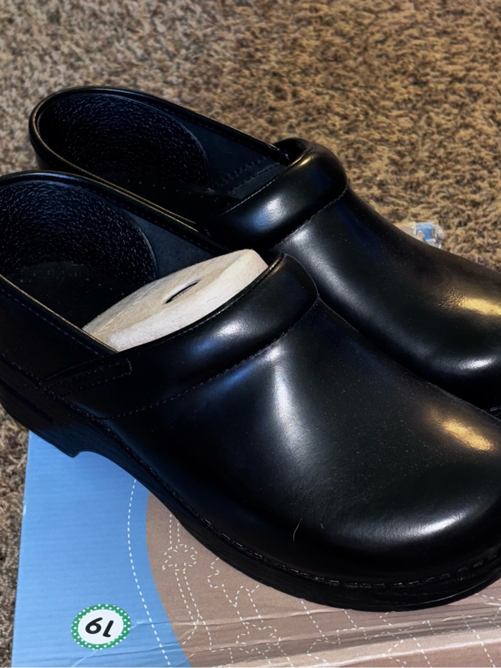 DANSKO Wide Pro Mens Clogs Sz 44 Black Cabrio Leather Slip On Round Toe Comfort